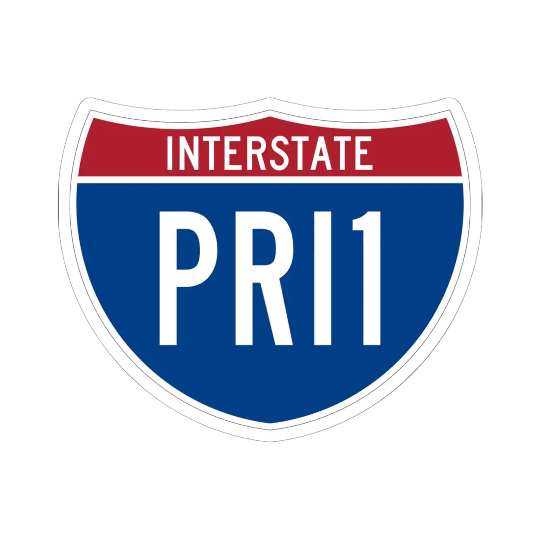 I-PRI1 (Puerto Rico) (Road Sign) STICKER Vinyl Kiss-Cut Decal 6 Inch White - The Sticker Space