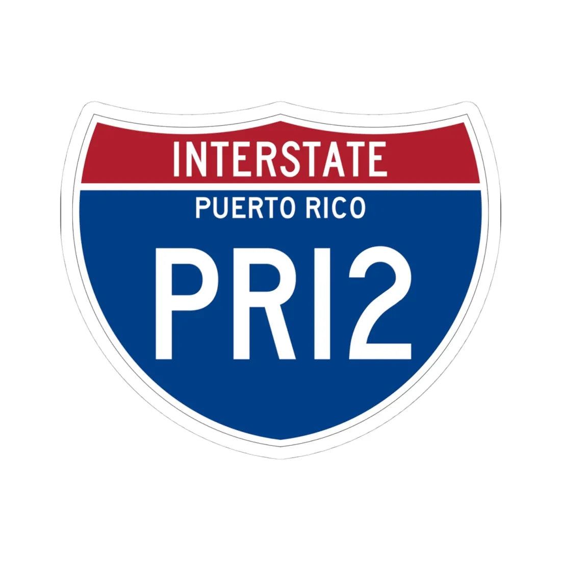 I-PRI2 PR Metric (Puerto Rico) (Road Sign) STICKER Vinyl Kiss-Cut Decal 4 Inch White - The Sticker Space