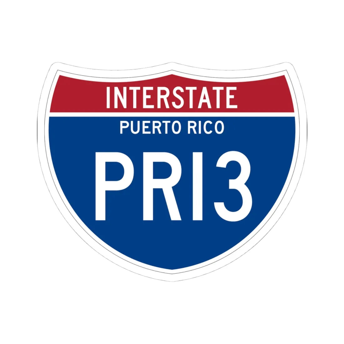 I-PRI3 PR Metric (Puerto Rico) (Road Sign) STICKER Vinyl Kiss-Cut Decal 4 Inch White - The Sticker Space
