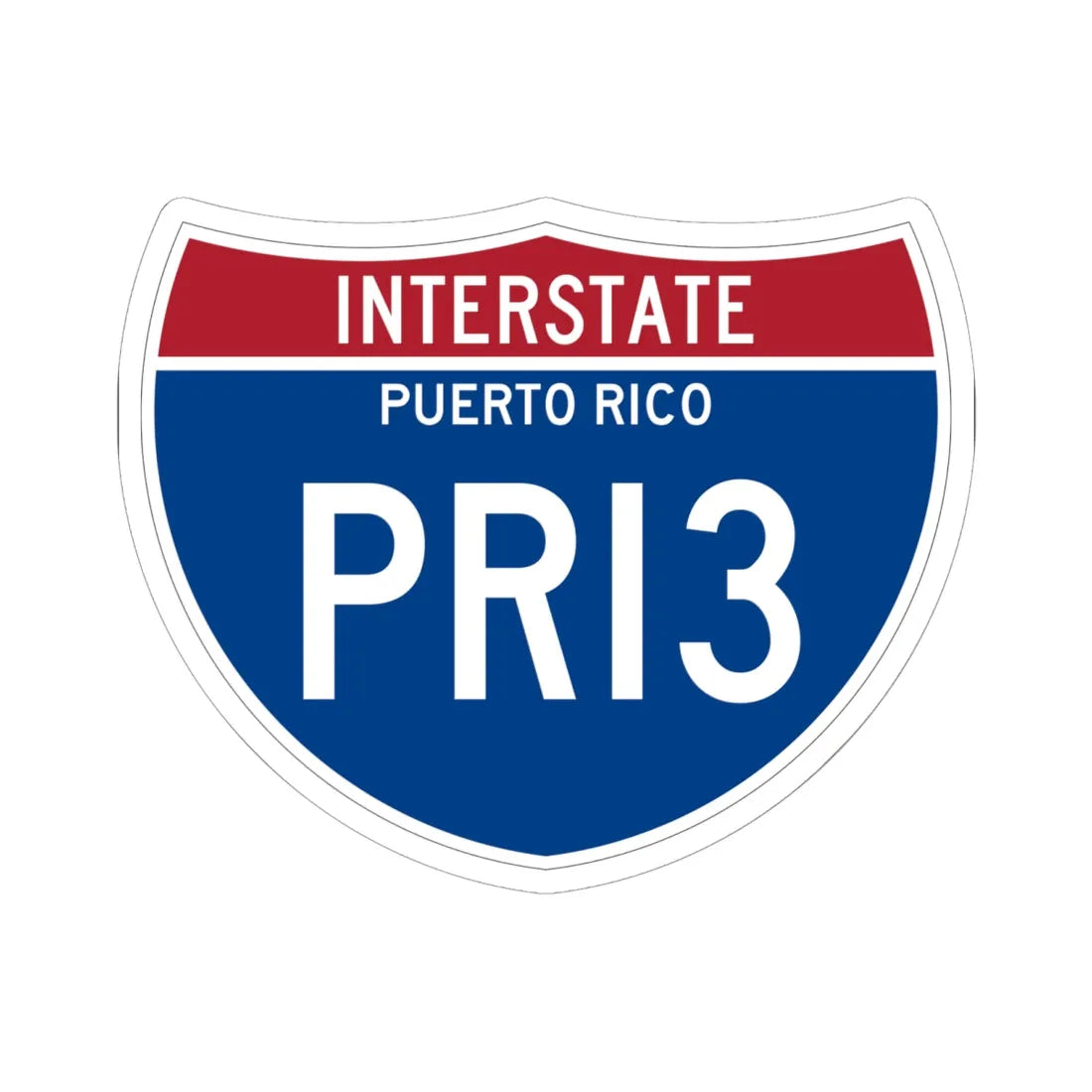 I-PRI3 PR Metric (Puerto Rico) (Road Sign) STICKER Vinyl Kiss-Cut Decal 6 Inch White - The Sticker Space