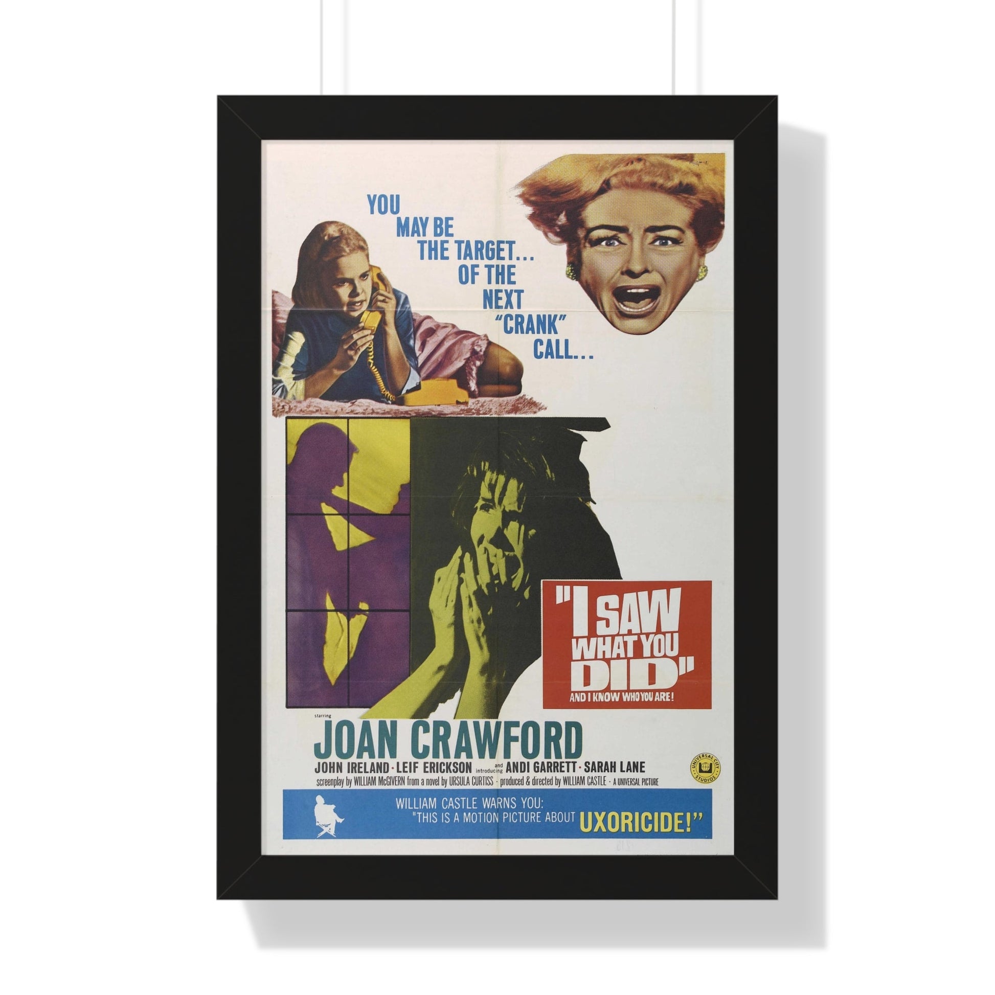 I SAW WHAT YOU DID 1965 - Framed Movie Poster-16″ x 24″-The Sticker Space