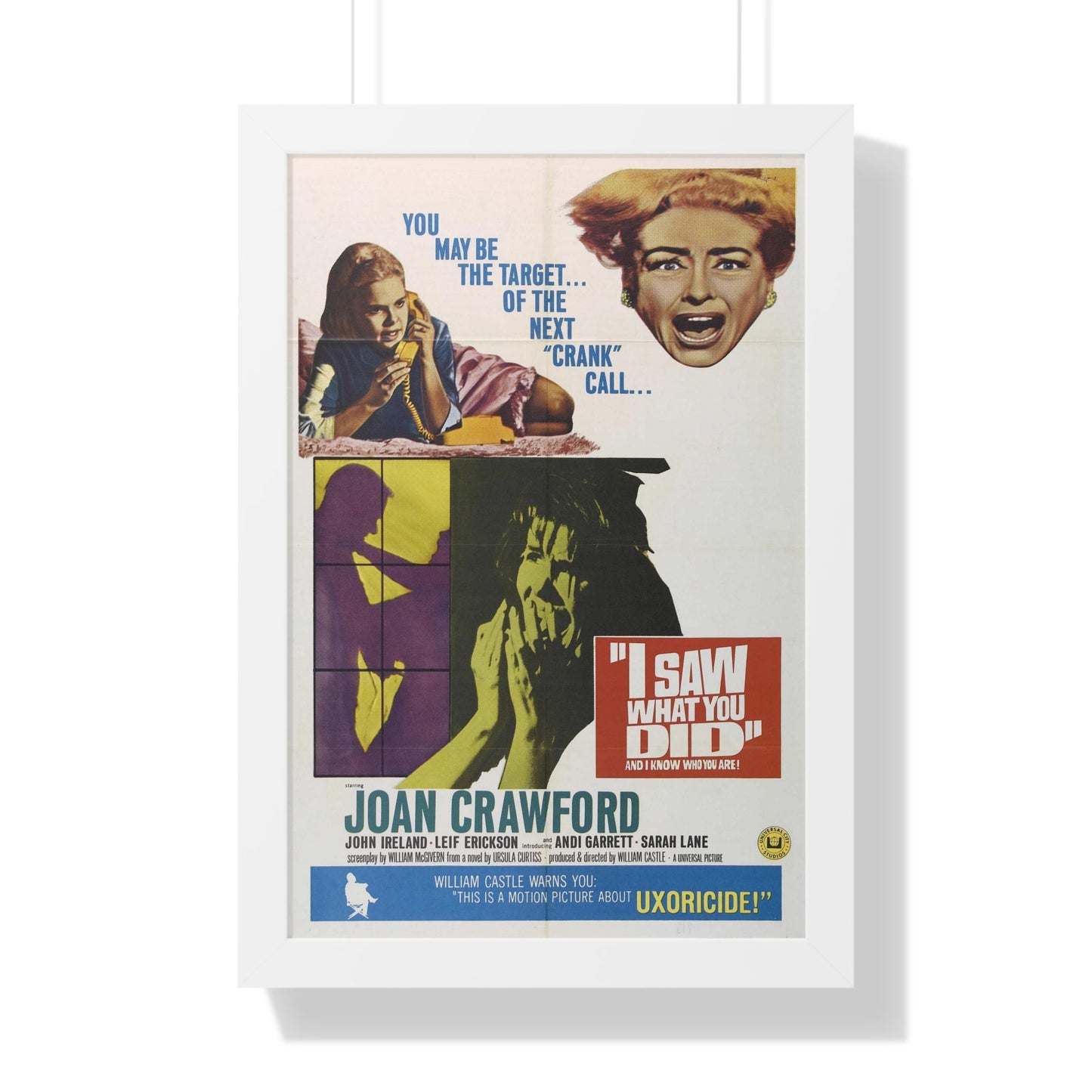 I SAW WHAT YOU DID 1965 - Framed Movie Poster-16″ x 24″-The Sticker Space