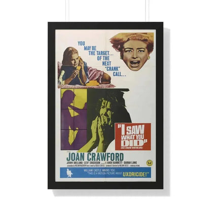 I SAW WHAT YOU DID 1965 - Framed Movie Poster 20" x 30" Black - The Sticker Space