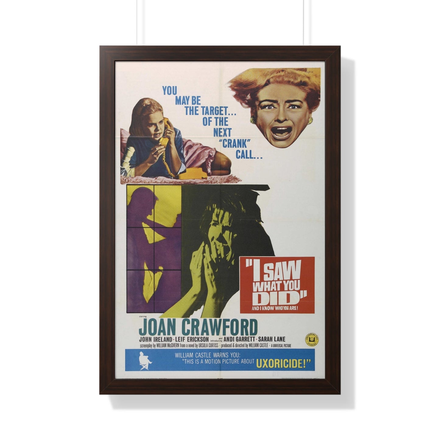 I SAW WHAT YOU DID 1965 - Framed Movie Poster-20" x 30"-The Sticker Space