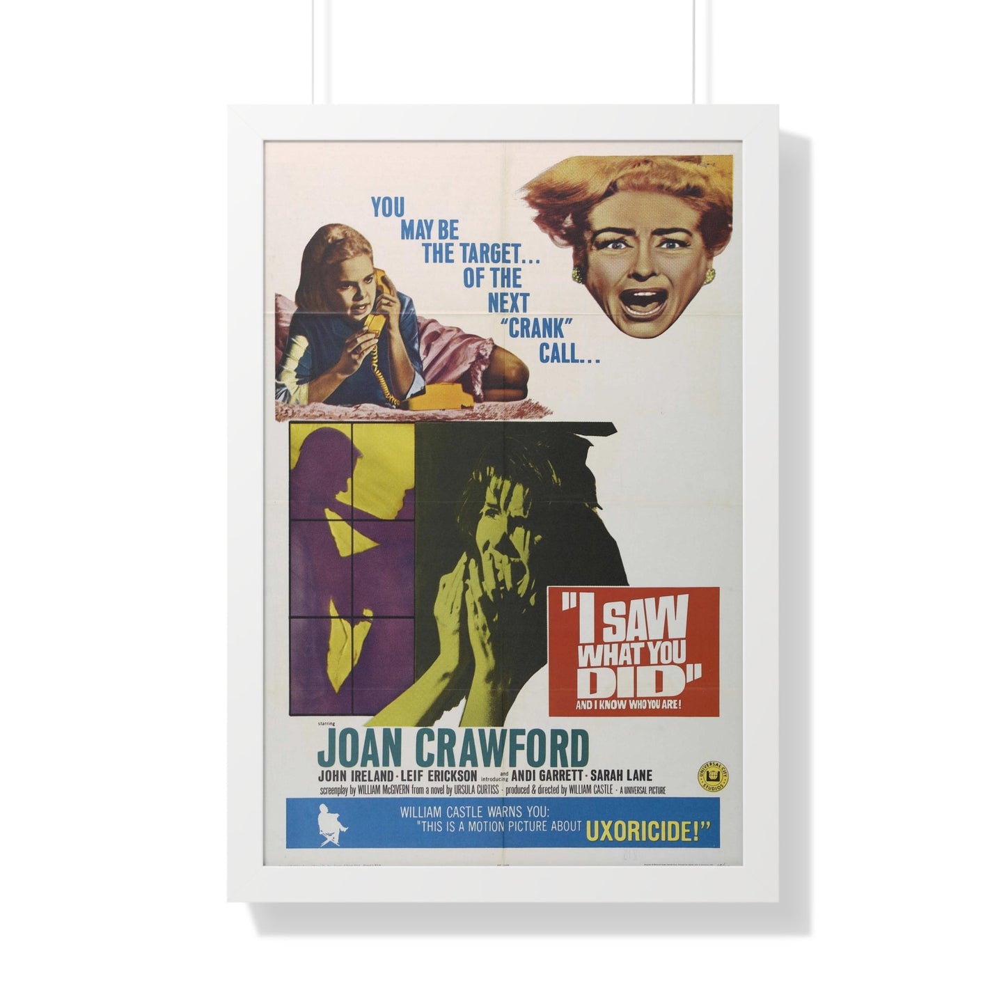 I SAW WHAT YOU DID 1965 - Framed Movie Poster-20" x 30"-The Sticker Space