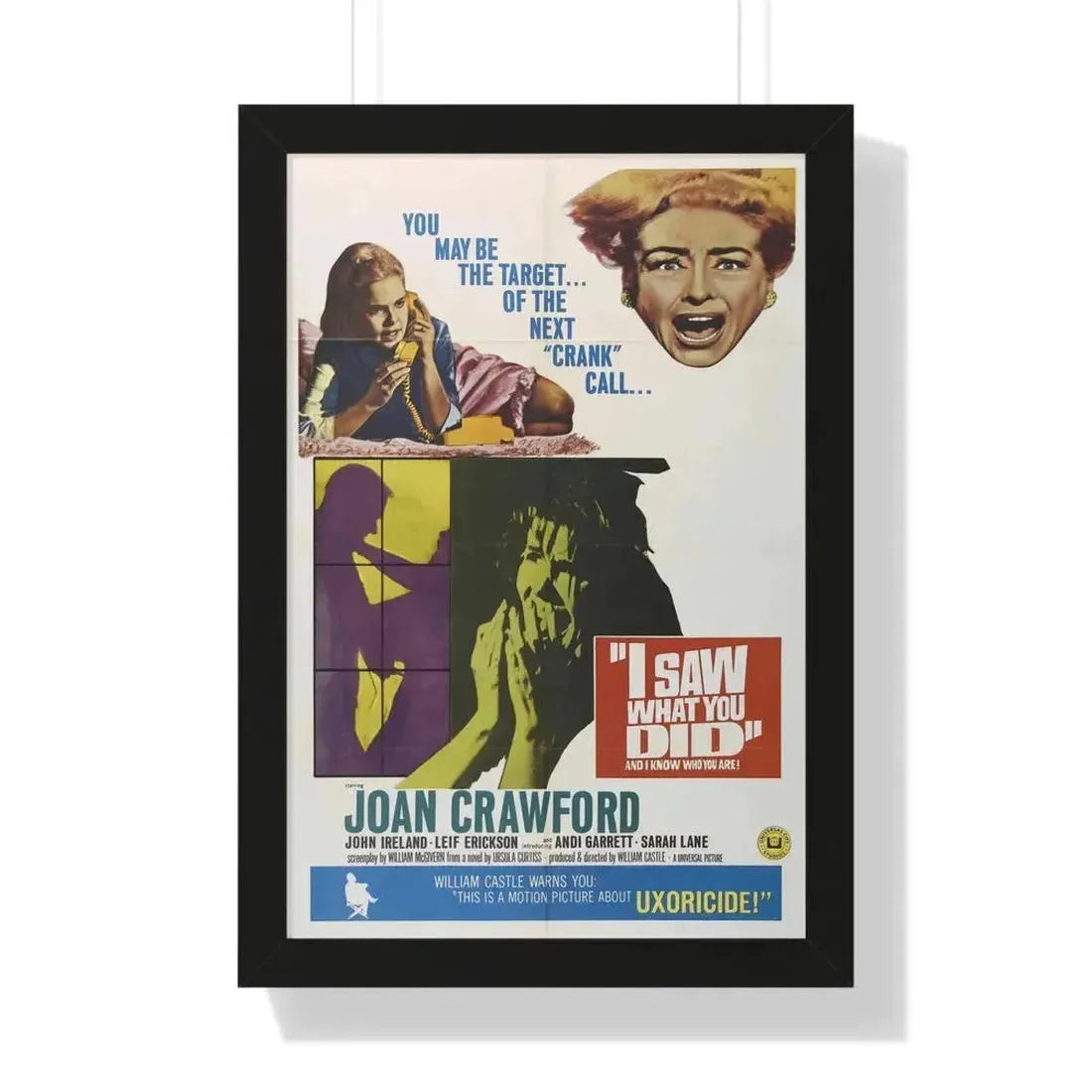 I SAW WHAT YOU DID 1965 - Framed Movie Poster - The Sticker Space