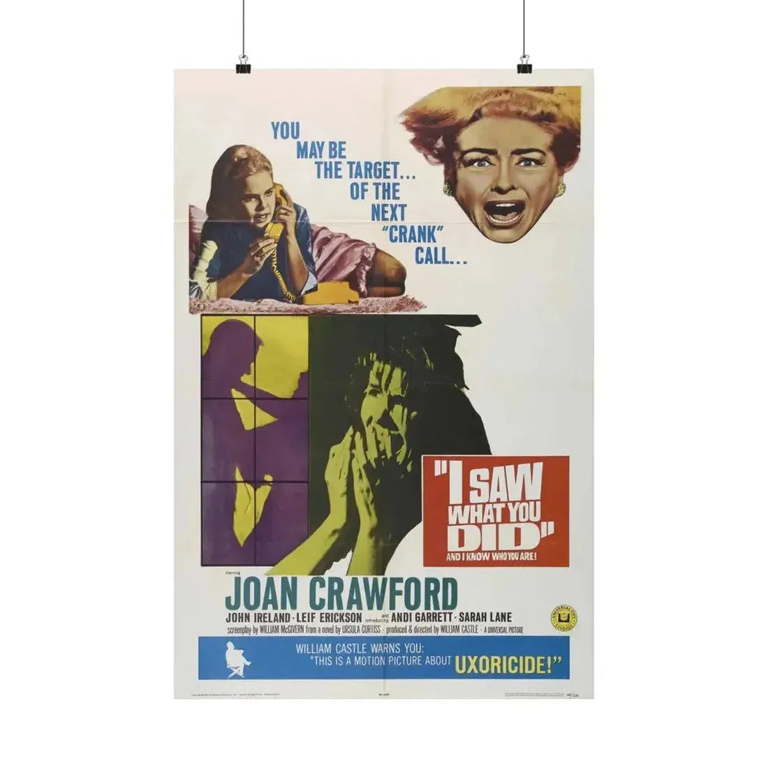 I SAW WHAT YOU DID 1965 - Paper Movie Poster - The Sticker Space