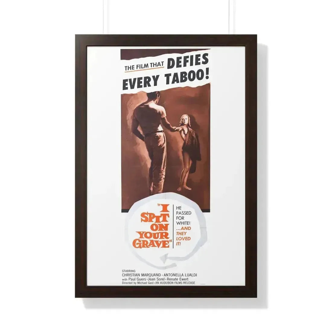 I SPIT ON YOUR GRAVE 1959 - Framed Movie Poster 20" x 30" Walnut - The Sticker Space