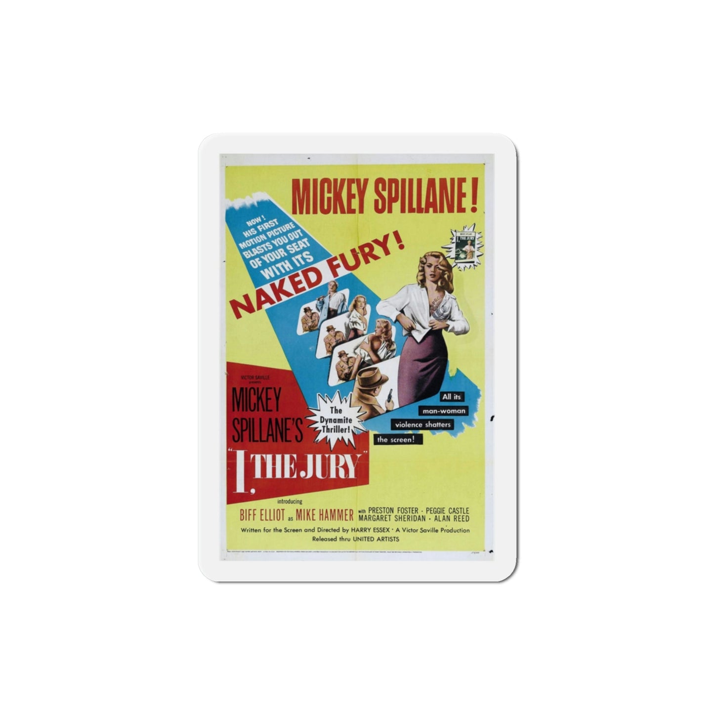 I the Jury 1953 Movie Poster Die-Cut Magnet-3 Inch-The Sticker Space