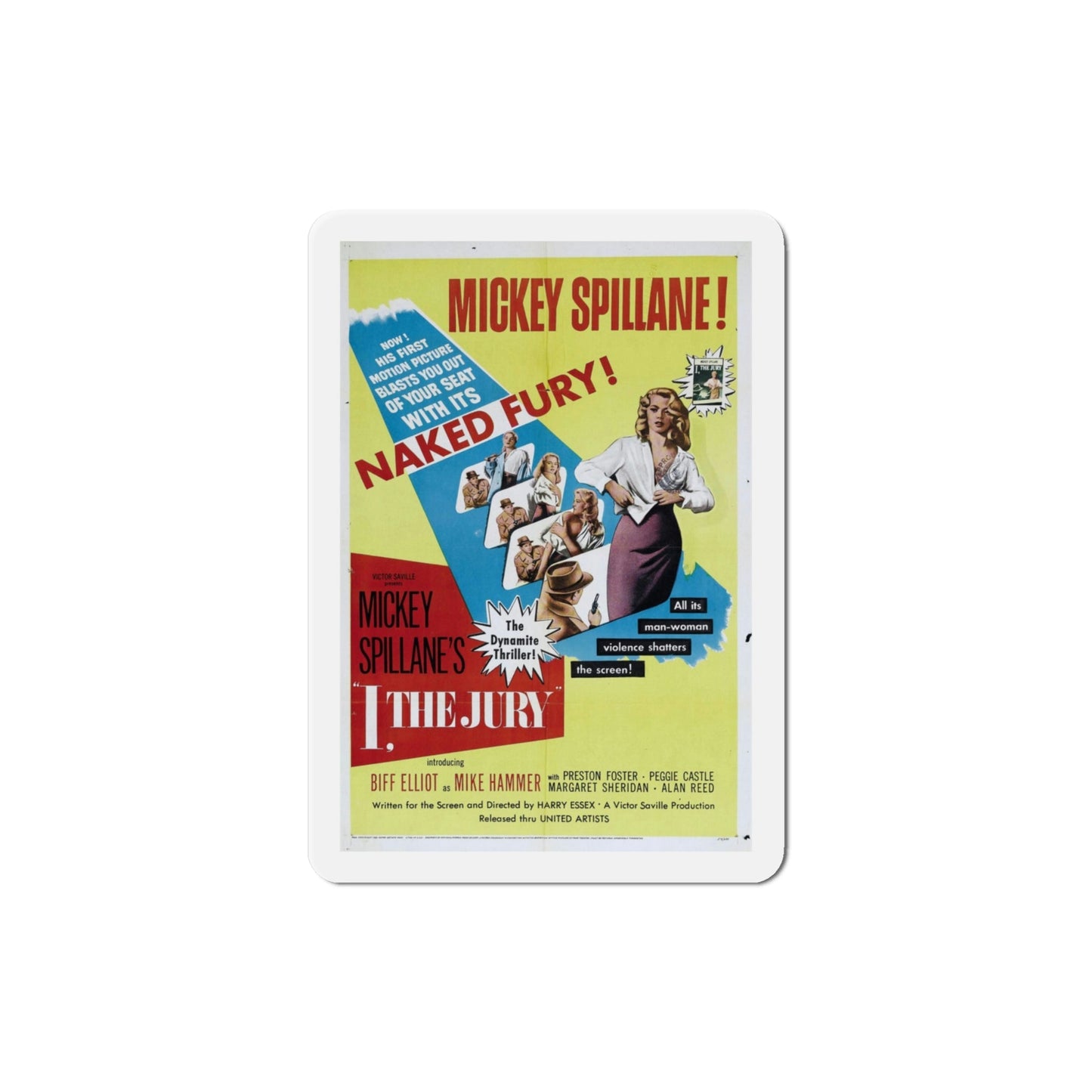 I the Jury 1953 Movie Poster Die-Cut Magnet-4 Inch-The Sticker Space