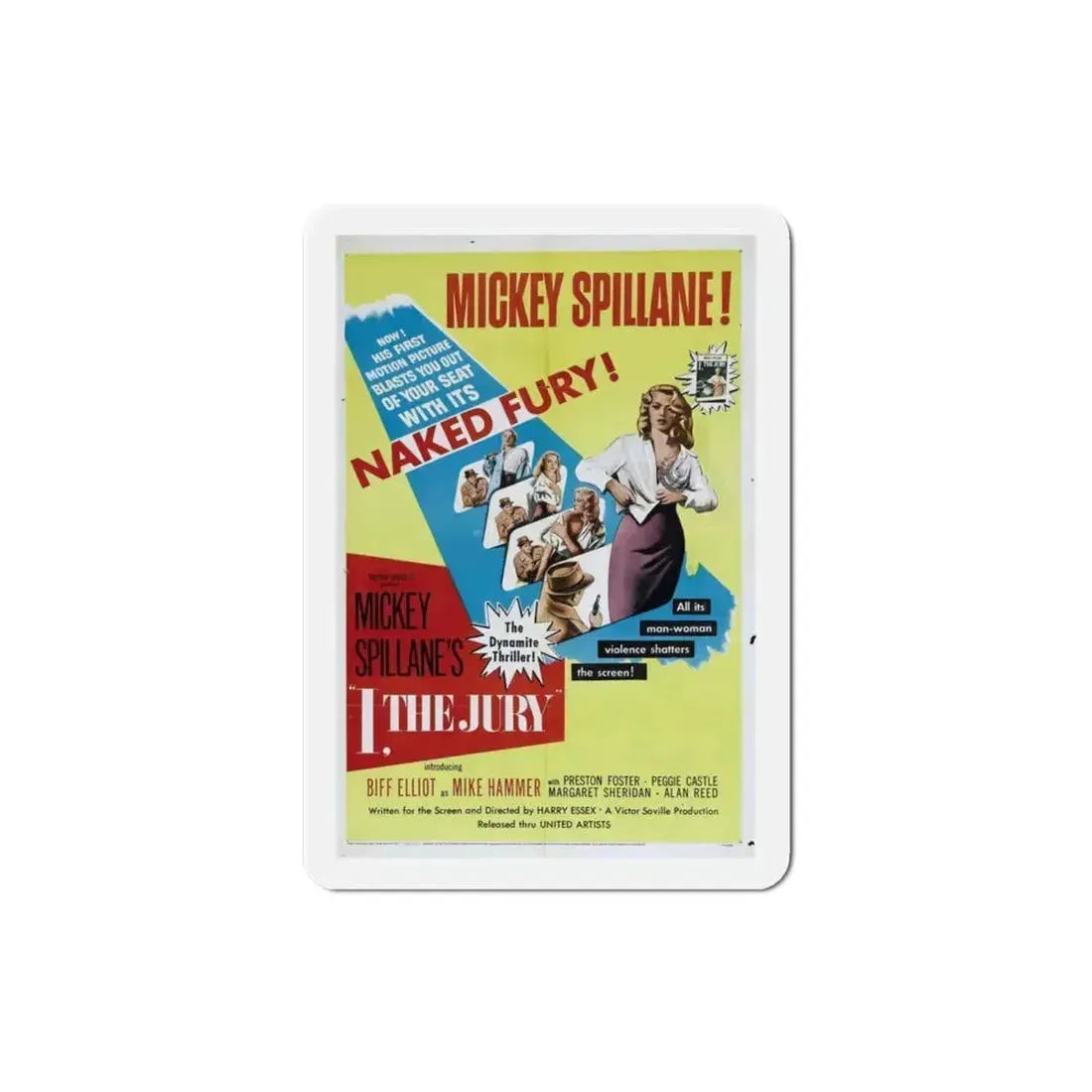I the Jury 1953 Movie Poster Refrigerator Magnet 3 Inch - The Sticker Space