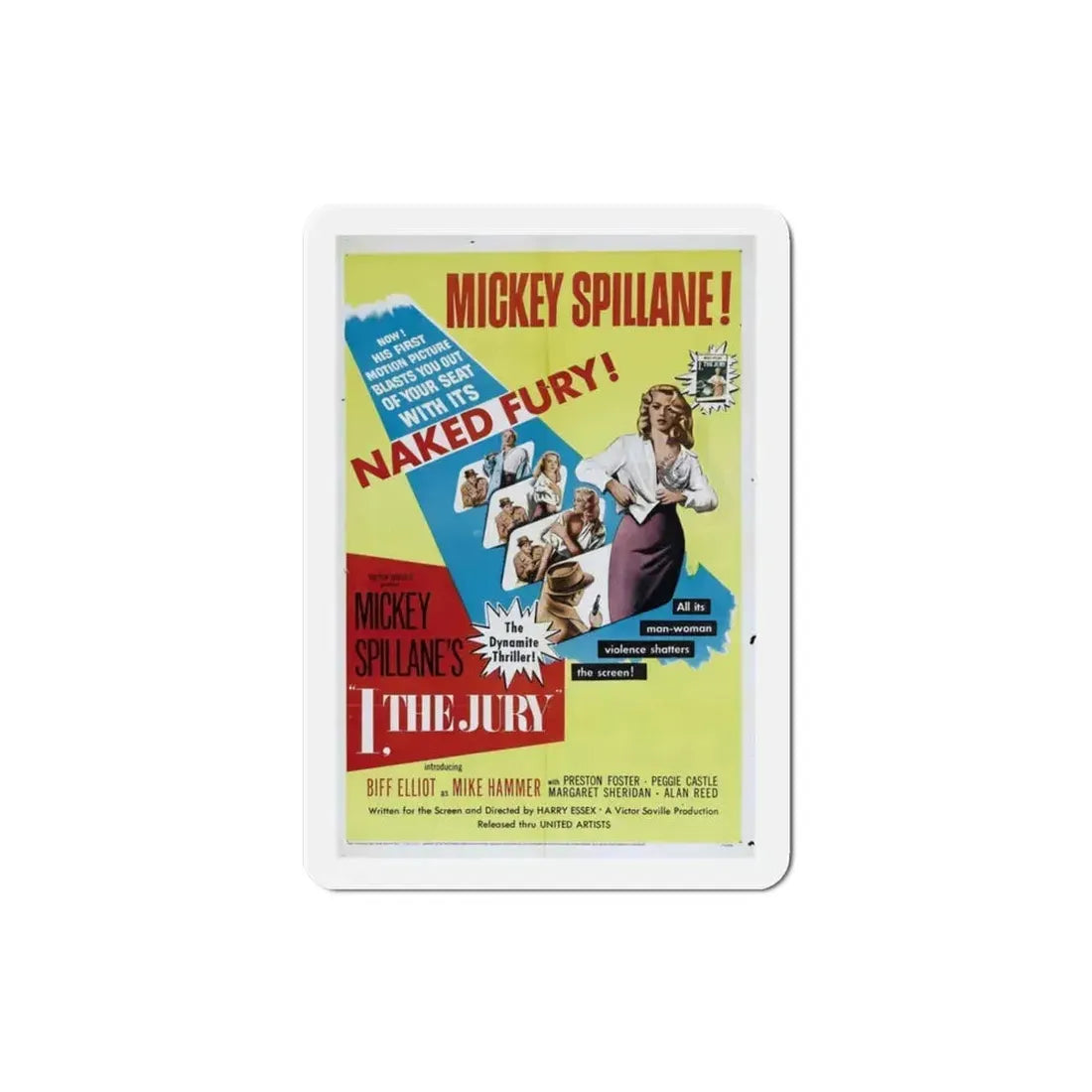 I the Jury 1953 Movie Poster Refrigerator Magnet 3 Inch - The Sticker Space