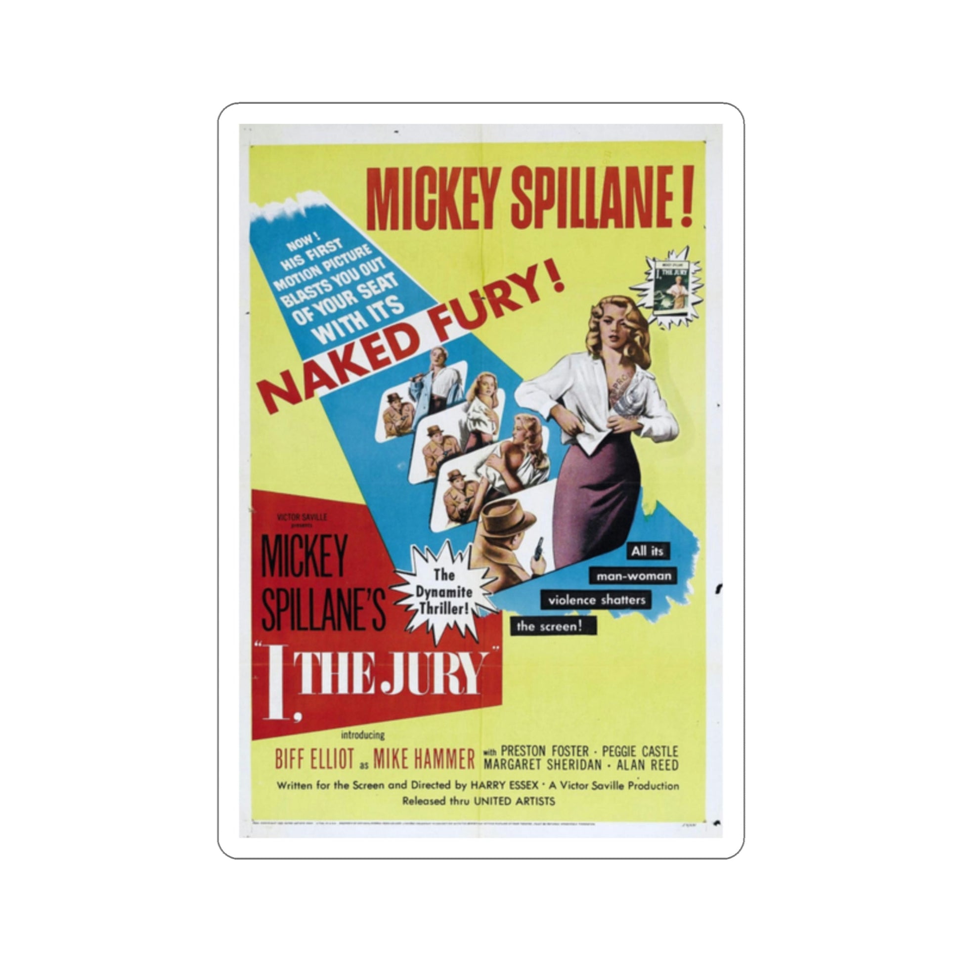 I the Jury 1953 Movie Poster STICKER Vinyl Die-Cut Decal-2 Inch-The Sticker Space