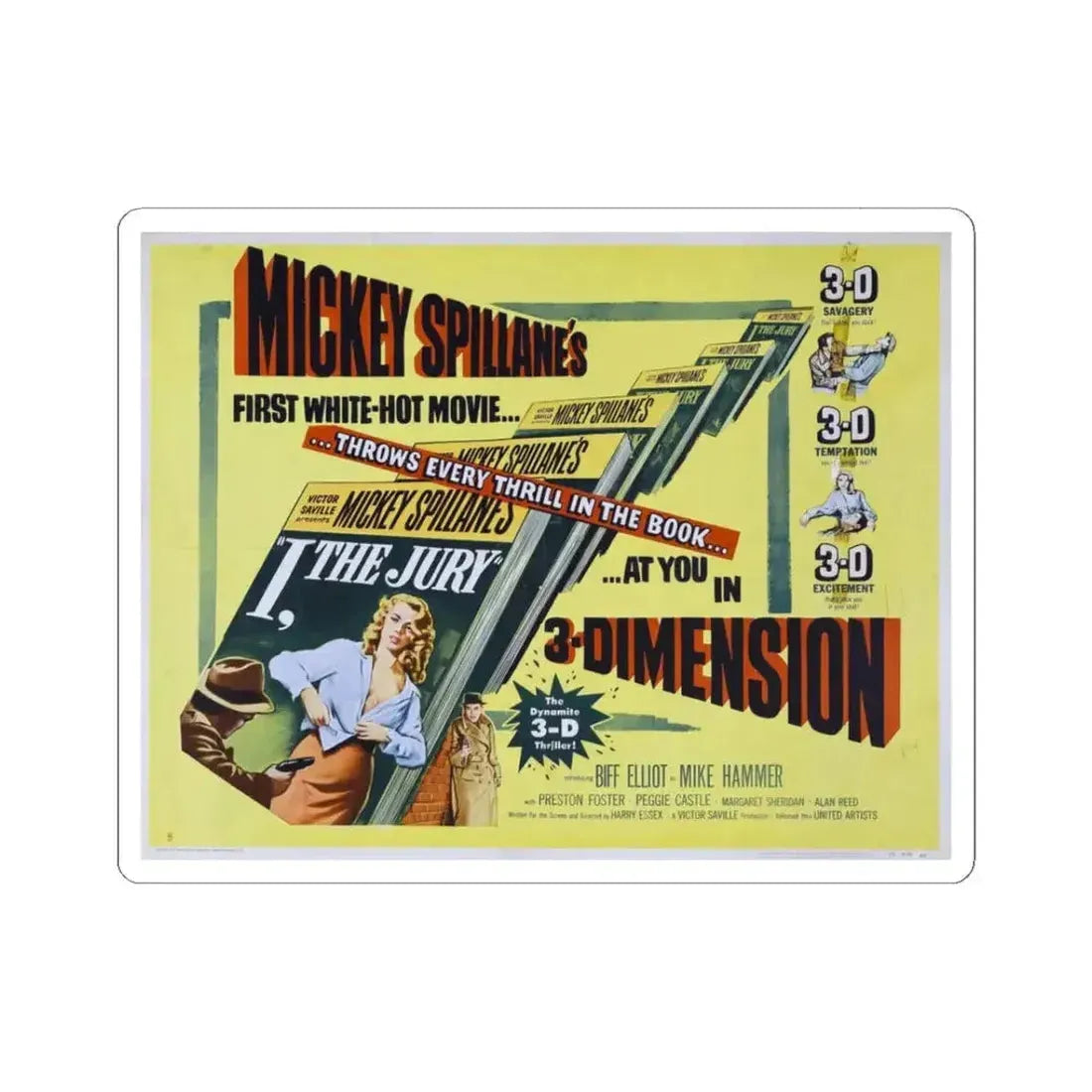 I the Jury 1953 v2 Movie Poster - STICKER Vinyl Kiss-Cut Decal 3 Inch White - The Sticker Space