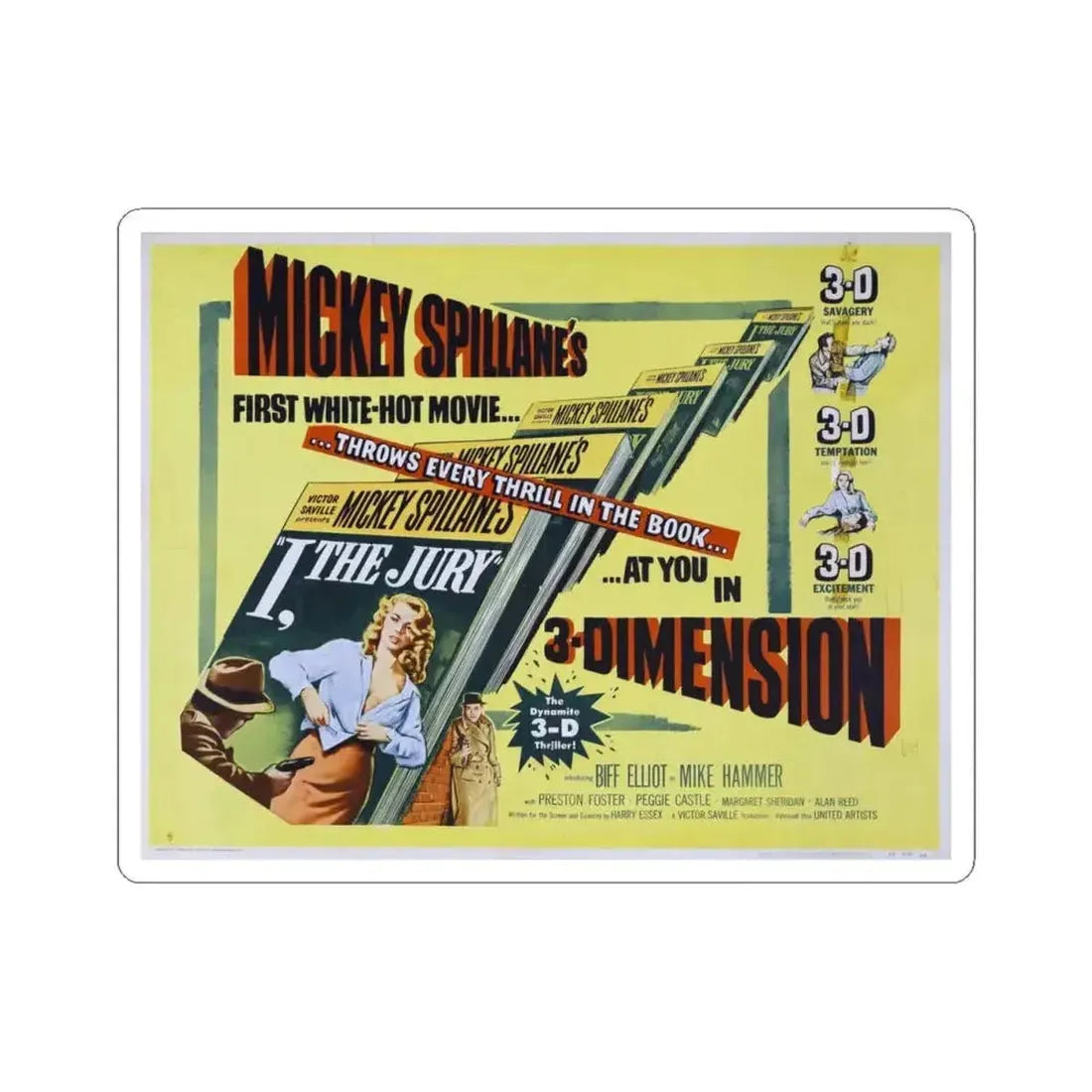 I the Jury 1953 v2 Movie Poster - STICKER Vinyl Kiss-Cut Decal 4 Inch White - The Sticker Space