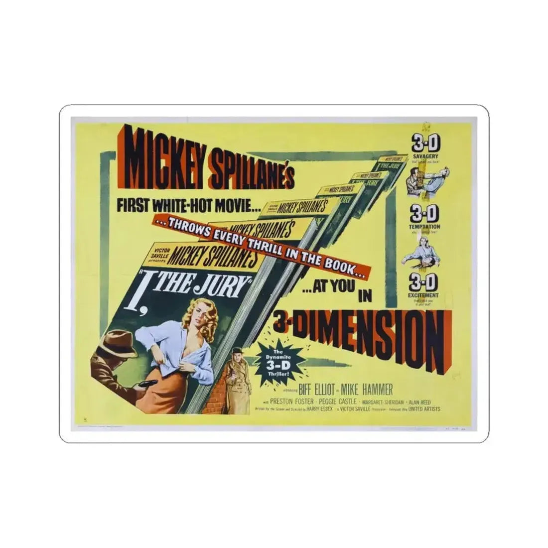 I the Jury 1953 v2 Movie Poster - STICKER Vinyl Kiss-Cut Decal 6 Inch White - The Sticker Space