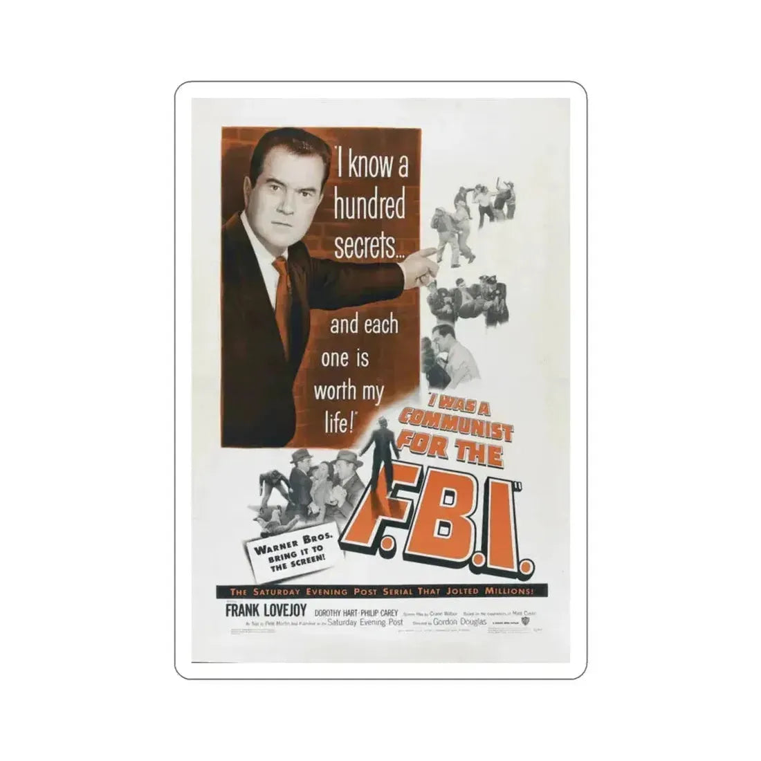 I Was a Communist for the FBI 1951 Movie Poster STICKER Vinyl Die-Cut Decal 3 Inch - The Sticker Space