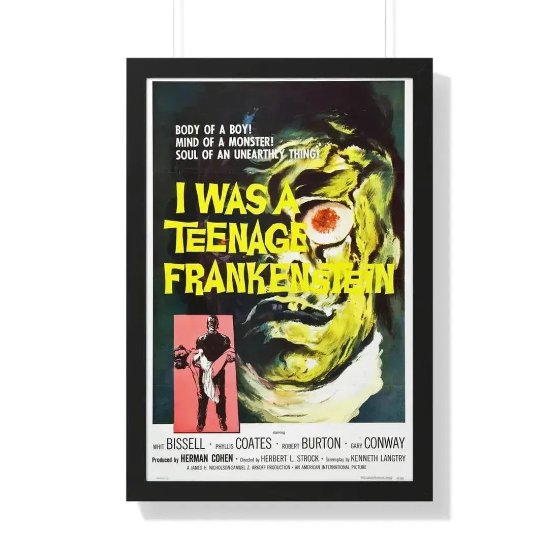 I WAS A TEENAGE FRANKENSTEIN 1957 - Framed Movie Poster 20" x 30" Black - The Sticker Space