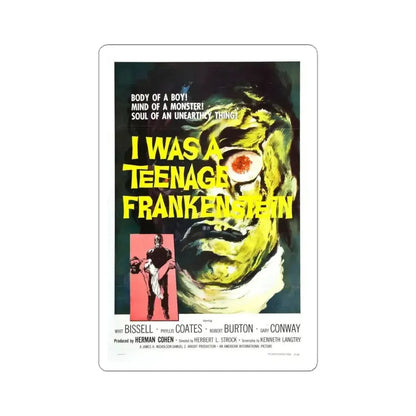 I WAS A TEENAGE FRANKENSTEIN 1957 Movie Poster - STICKER Vinyl Kiss-Cut Decal 6 Inch White - The Sticker Space