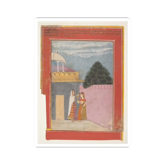 Ibrahim - A Lady and Her Duenna- Page from a Dispersed Rasikapriya (Lover's Breviary) - 1685–92 v1 - STICKER Vinyl Kiss-Cut Decal