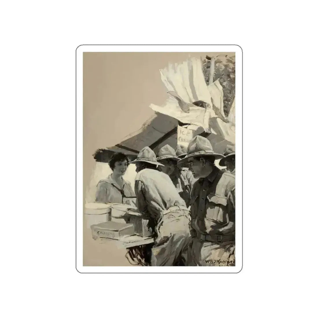 Ice Cream Stand, 1917 (Magazine Illustration) STICKER Vinyl Die-Cut Decal White Die-Cut 4 Inch - The Sticker Space