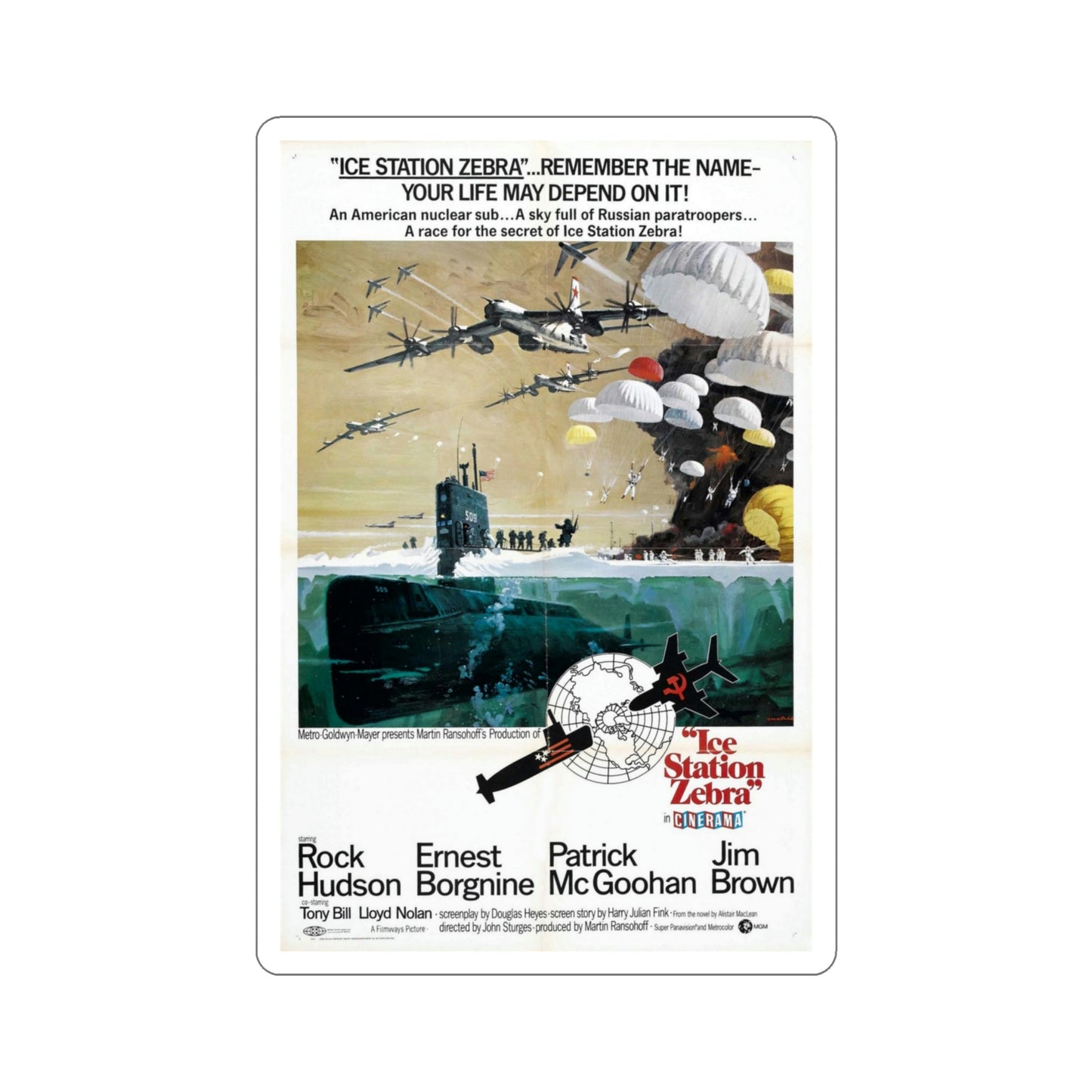 Ice Station Zebra 1968 Movie Poster STICKER Vinyl Die-Cut Decal-4 Inch-The Sticker Space