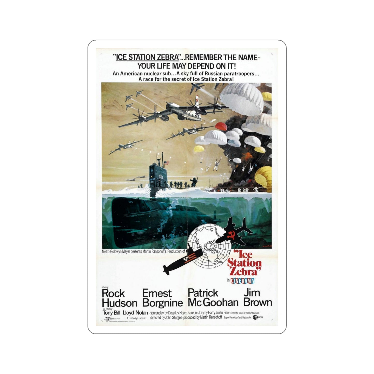 Ice Station Zebra 1968 Movie Poster STICKER Vinyl Die-Cut Decal-6 Inch-The Sticker Space