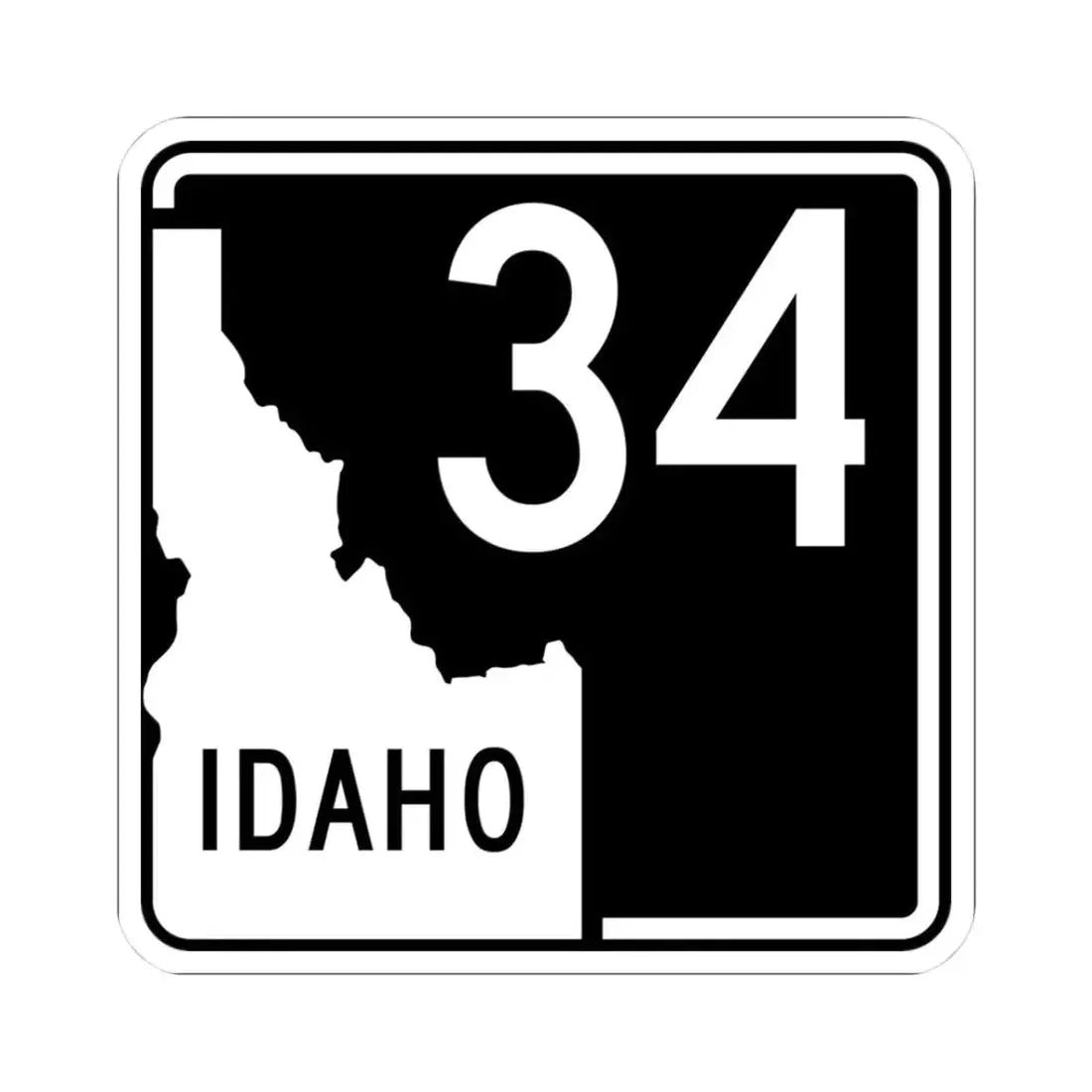 ID-34 (Idaho) (Road Sign) STICKER Vinyl Kiss-Cut Decal 3 Inch White - The Sticker Space