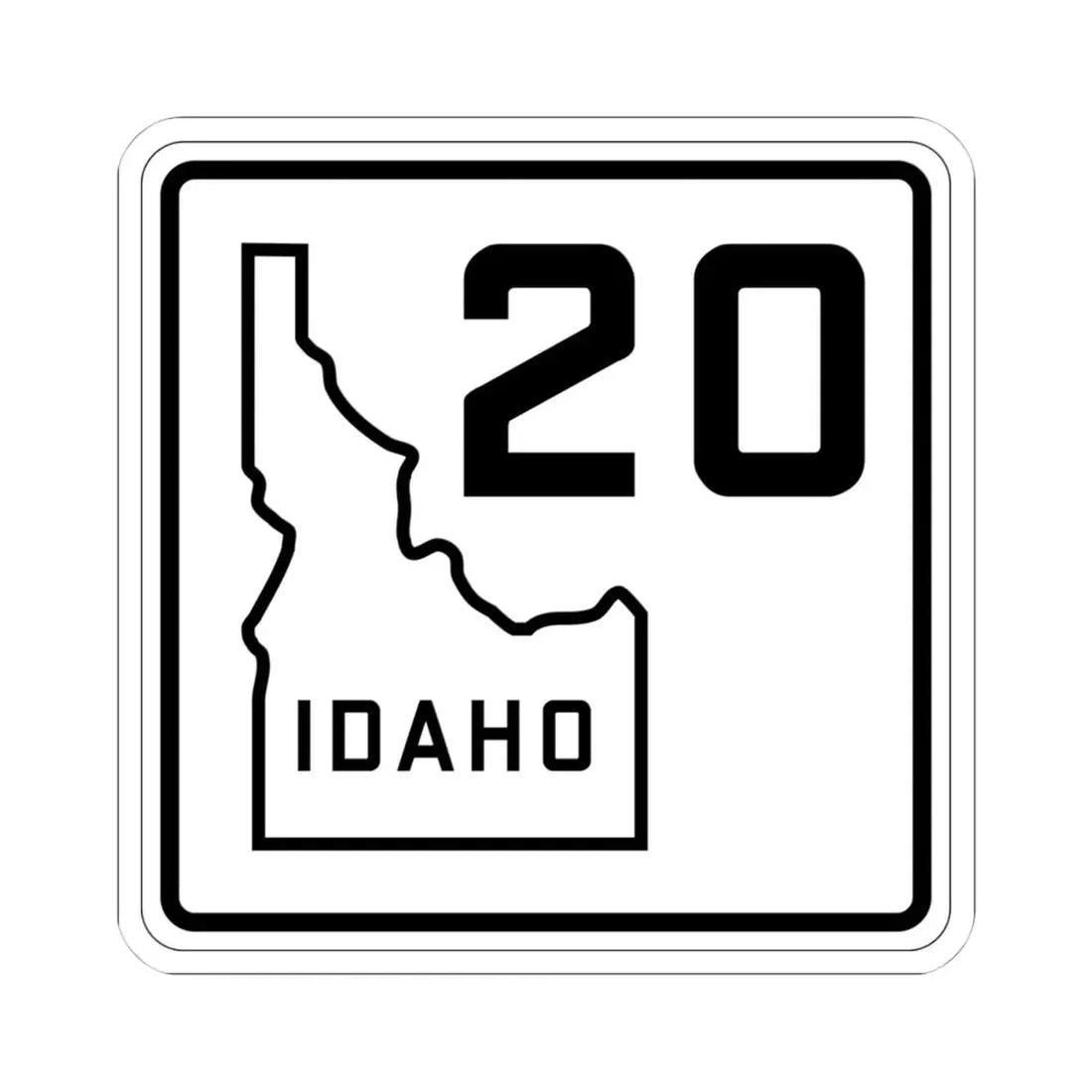 Idaho 20 1930 (Idaho) (Road Sign) STICKER Vinyl Kiss-Cut Decal 4 Inch White - The Sticker Space