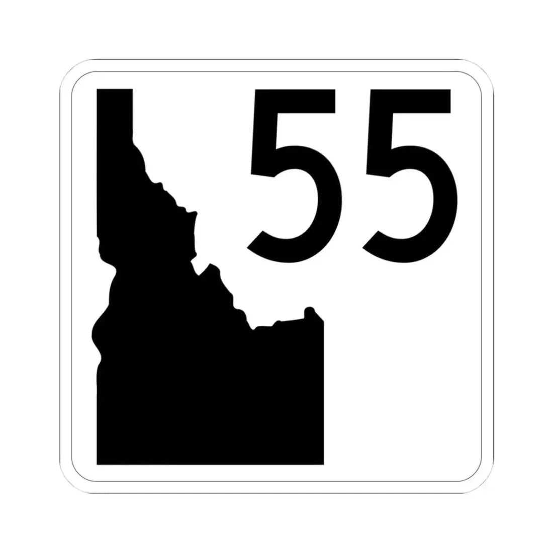 Idaho 55 (Idaho) (Road Sign) STICKER Vinyl Kiss-Cut Decal 3 Inch White - The Sticker Space
