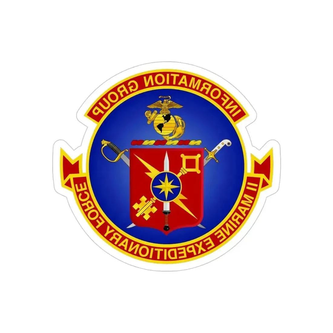 II Marine Expeditionary Force MEF Information Group (USMC) REVERSE PRINT Transparent Die-Cut STICKER 4 Inch Die-Cut Transparent - The Sticker Space