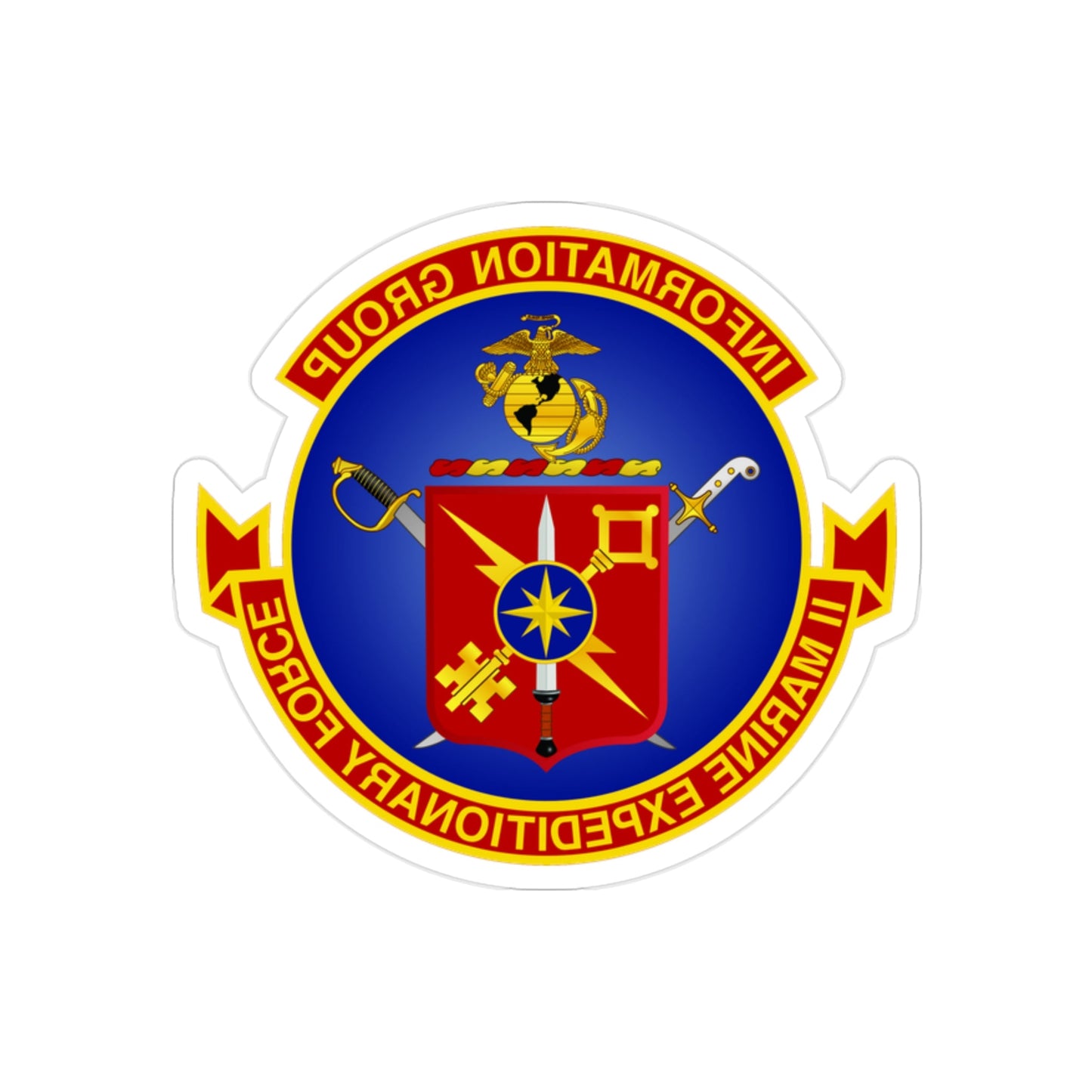 II Marine Expeditionary Force MEF Information Group (USMC) REVERSE PRINT Transparent STICKER-2" × 2"-The Sticker Space