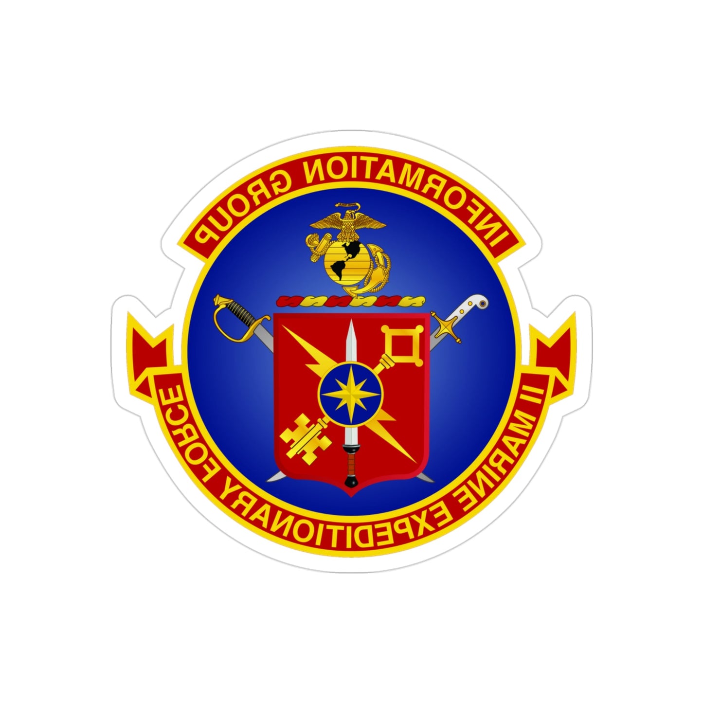 II Marine Expeditionary Force MEF Information Group (USMC) REVERSE PRINT Transparent STICKER-3" × 3"-The Sticker Space