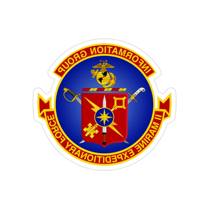 II Marine Expeditionary Force MEF Information Group (USMC) REVERSE PRINT Transparent STICKER-3" × 3"-The Sticker Space