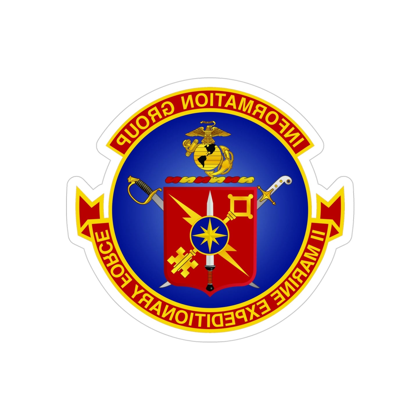 II Marine Expeditionary Force MEF Information Group (USMC) REVERSE PRINT Transparent STICKER-4" × 4"-The Sticker Space