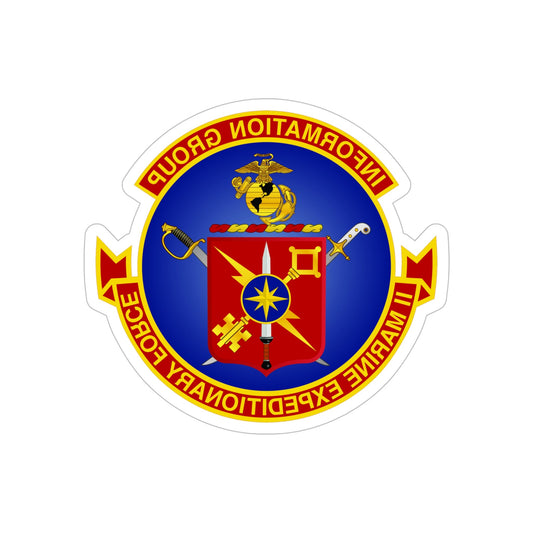 II Marine Expeditionary Force MEF Information Group (USMC) REVERSE PRINT Transparent STICKER-6" × 6"-The Sticker Space