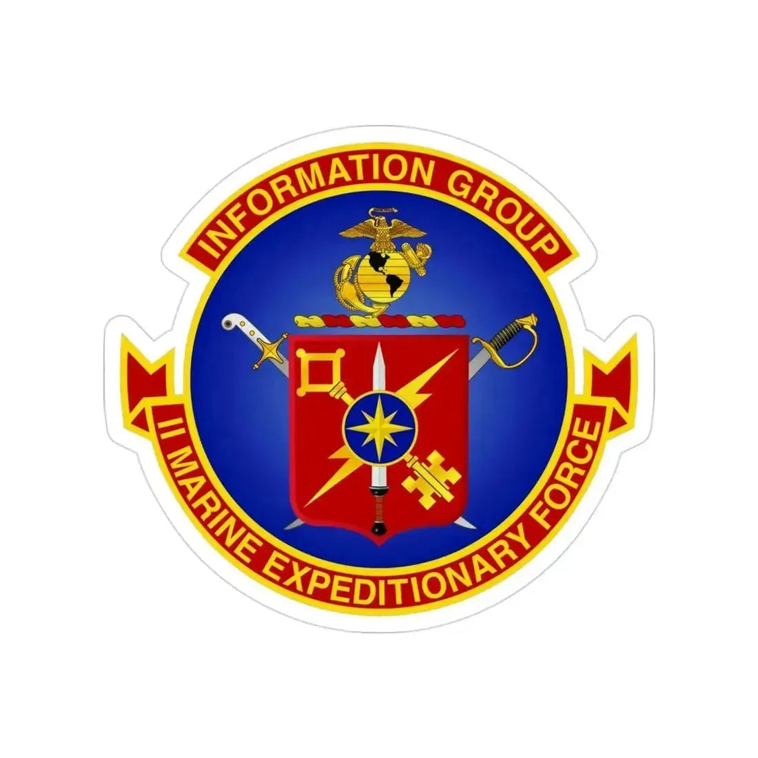 II Marine Expeditionary Force MEF Information Group (USMC) Transparent STICKER Die-Cut Vinyl Decal 3 Inch - The Sticker Space