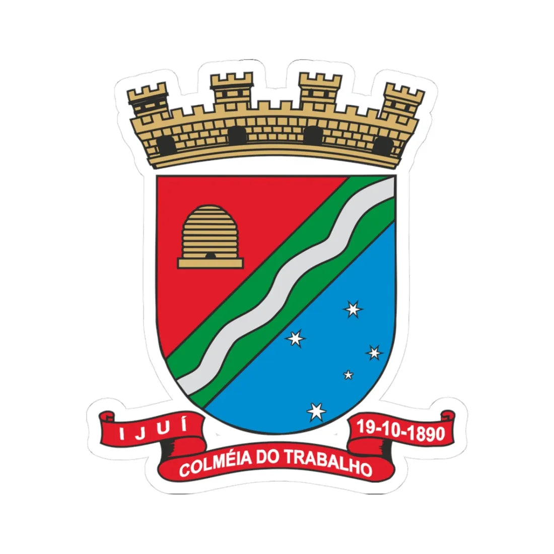 Ijui RS - Brasao (Brazil) (Coat of Arms) STICKER Vinyl Kiss-Cut Decal 3 Inch White - The Sticker Space