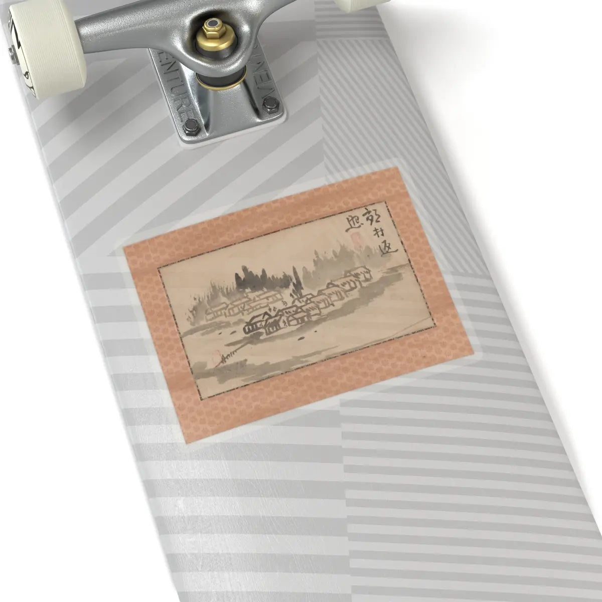 Ike no Taiga - Evening Glow in a Mountain Village and Calligraphy - late 18th–early 19th century v2 - STICKER Vinyl Kiss-Cut Decal