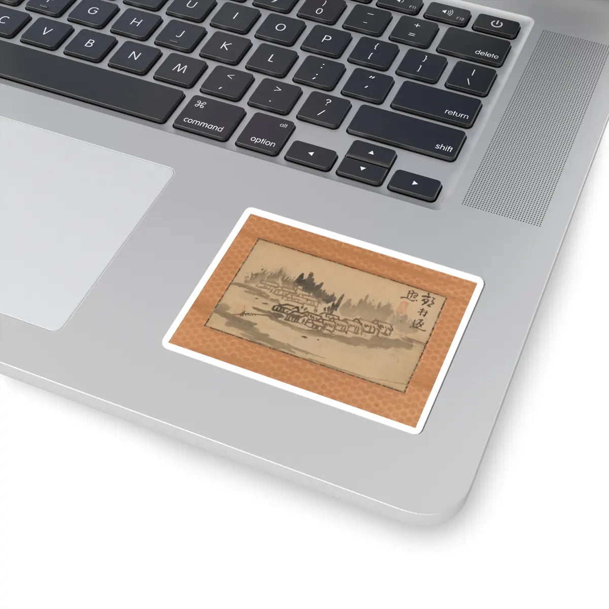 Ike no Taiga - Evening Glow in a Mountain Village and Calligraphy - late 18th–early 19th century v2 - STICKER Vinyl Kiss-Cut Decal