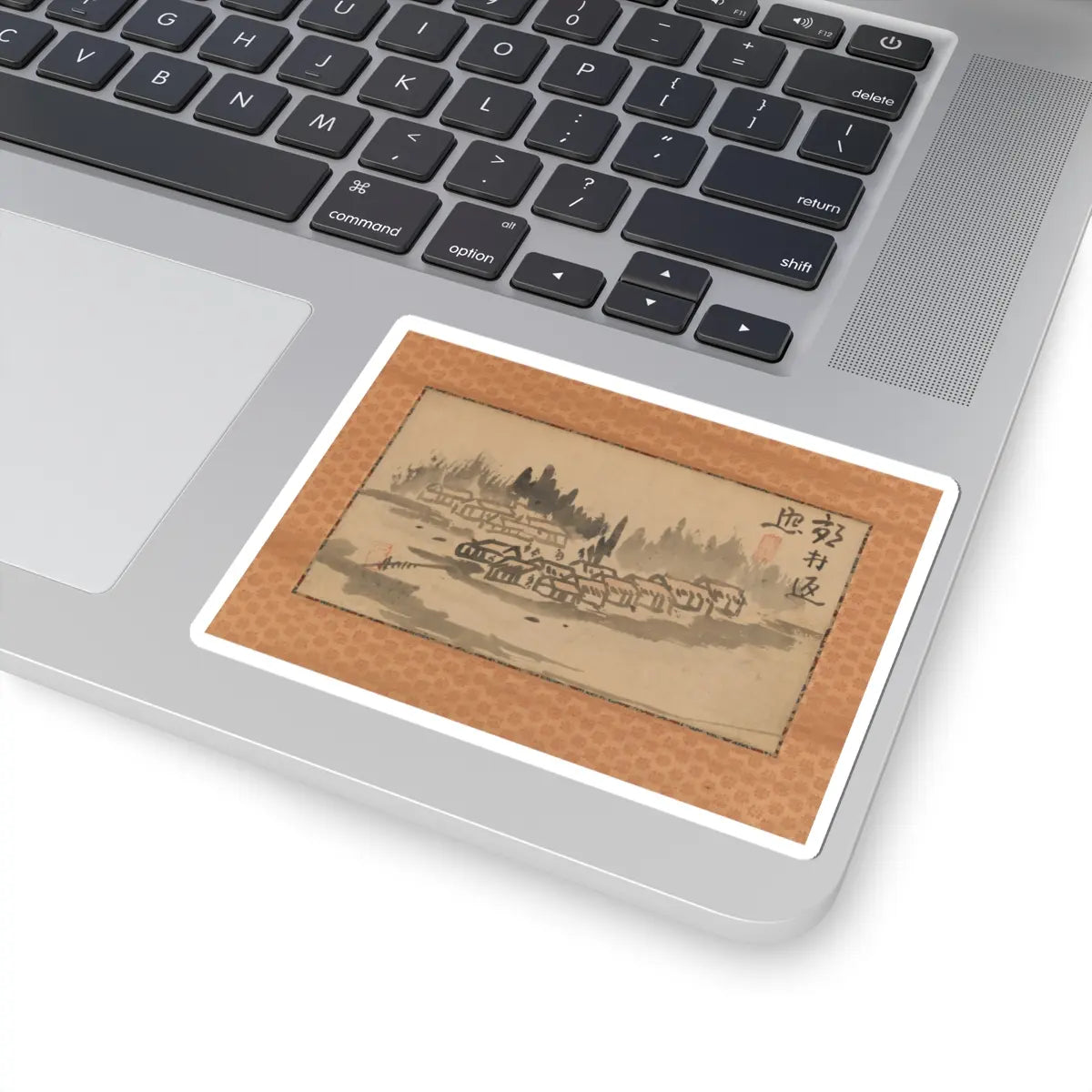 Ike no Taiga - Evening Glow in a Mountain Village and Calligraphy - late 18th–early 19th century v2 - STICKER Vinyl Kiss-Cut Decal