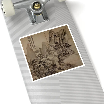 Ike no Taiga - Landscape after Li Bai's poem - probably 19th century v1 - STICKER Vinyl Kiss-Cut Decal