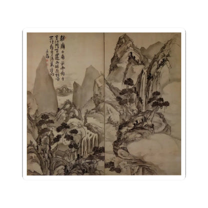 Ike no Taiga - Landscape after Li Bai's poem - probably 19th century v1 - STICKER Vinyl Kiss-Cut Decal