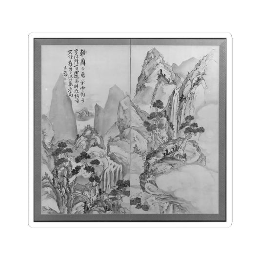 Ike no Taiga - Landscape after Li Bai's poem - probably 19th century v2 - STICKER Vinyl Kiss-Cut Decal