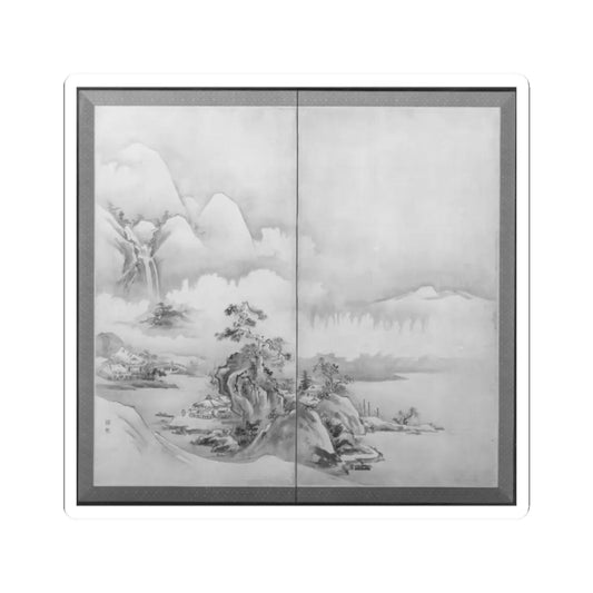 Ike no Taiga - Landscape after Li Bai's poem - probably 19th century v3 - STICKER Vinyl Kiss-Cut Decal