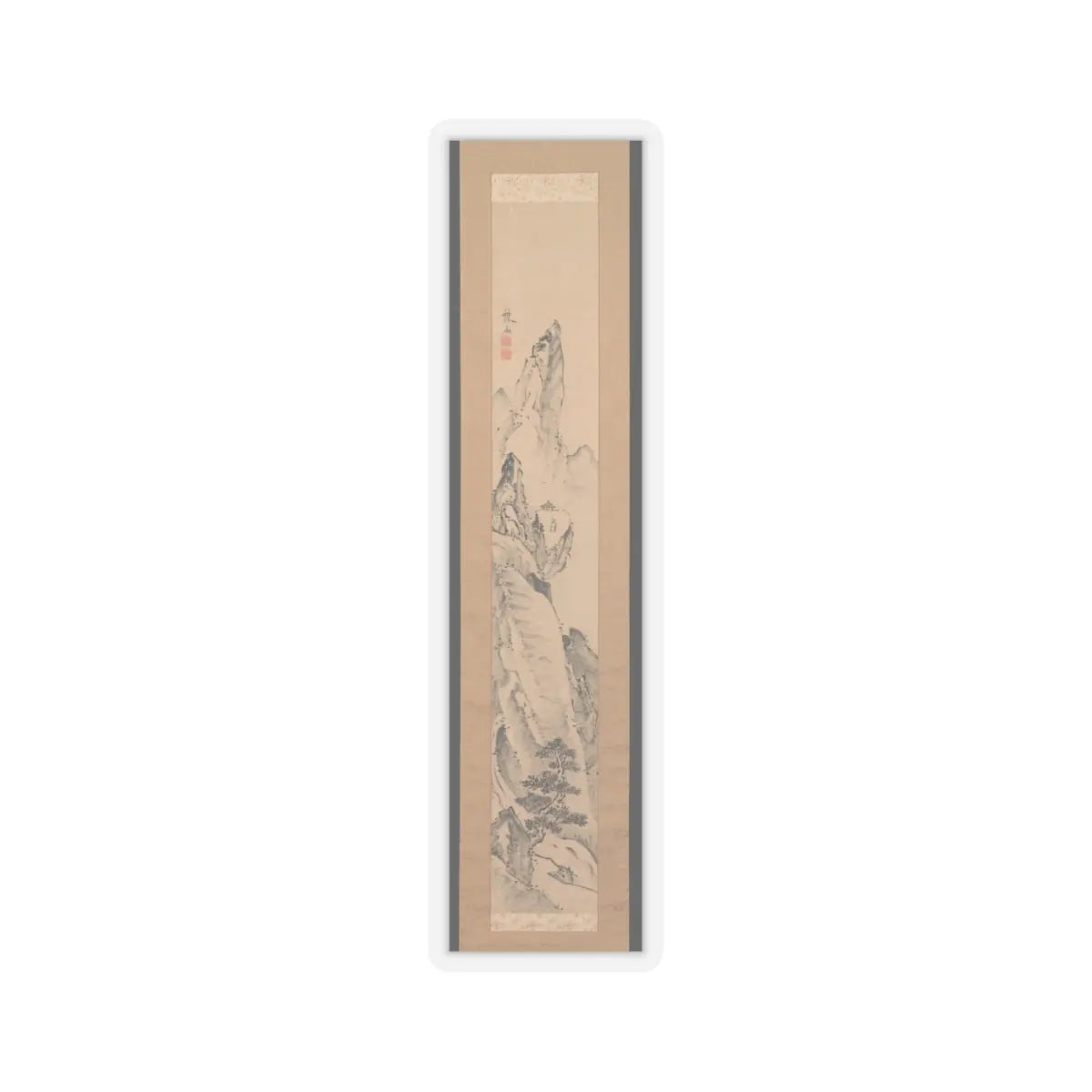 Ike no Taiga - Landscape and Couplet of Chinese Verse - late 18th century v4 - STICKER Vinyl Kiss-Cut Decal