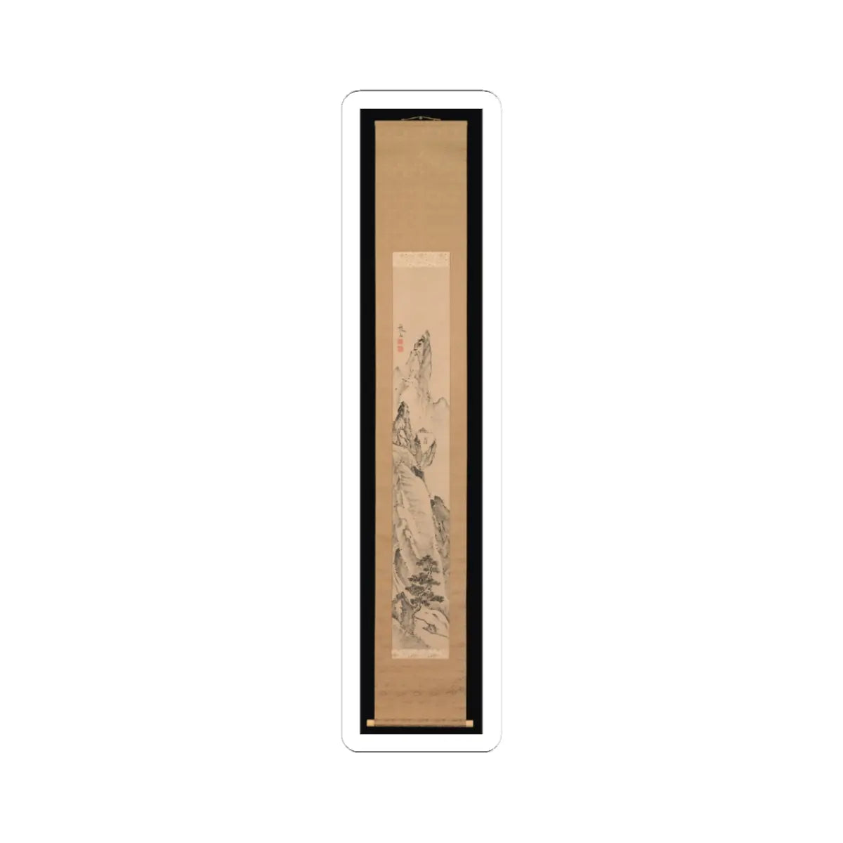 Ike no Taiga - Landscape and Couplet of Chinese Verse - late 18th century v5 - STICKER Vinyl Kiss-Cut Decal