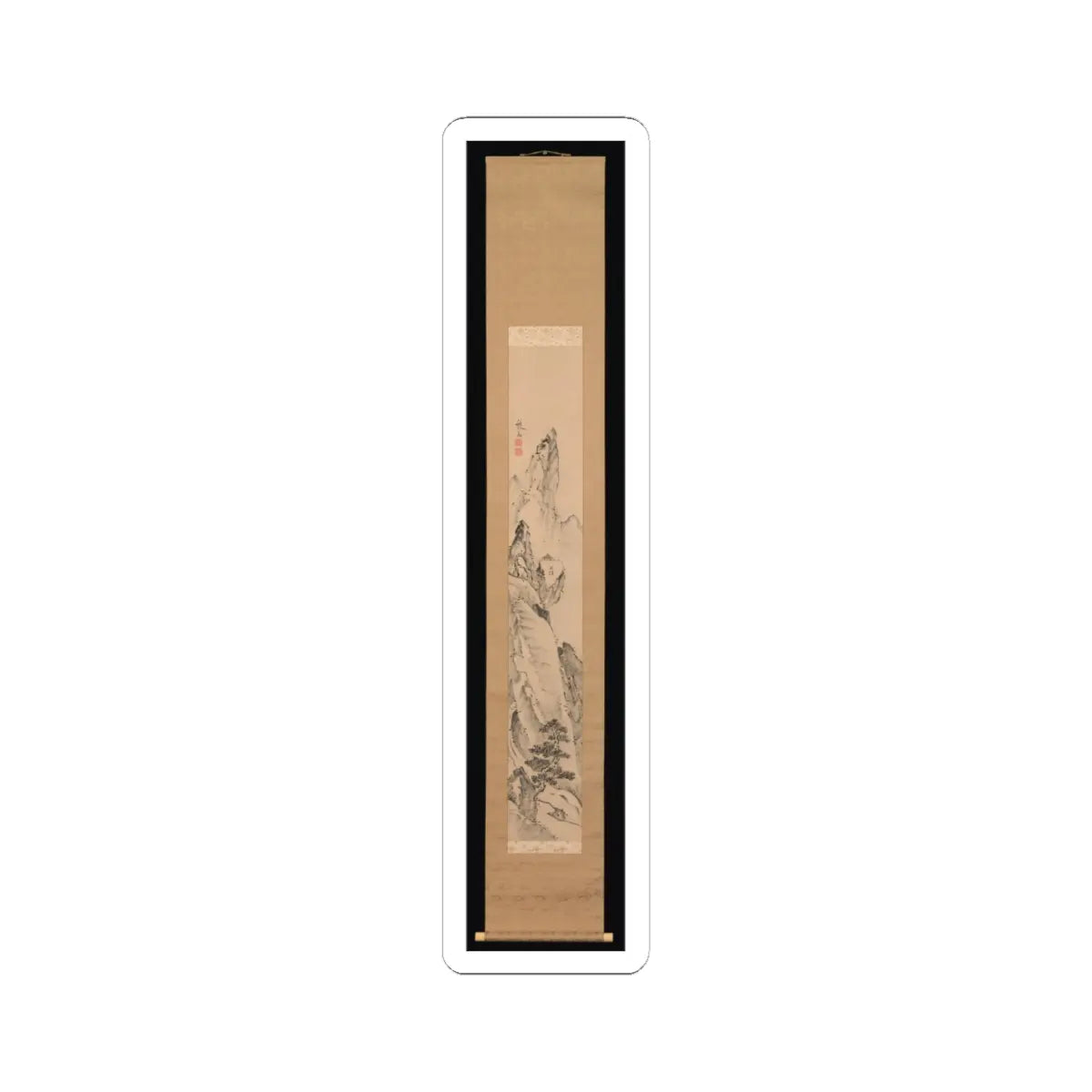 Ike no Taiga - Landscape and Couplet of Chinese Verse - late 18th century v5 - STICKER Vinyl Kiss-Cut Decal