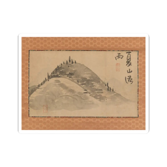 Ike no Taiga - Mountain and Calligraphy - 18th–19th century v2 - STICKER Vinyl Kiss-Cut Decal