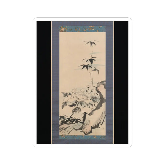 Ike (Tokuyama) Gyokuran - Peony and Bamboo - ca. 1768 v1 - STICKER Vinyl Kiss-Cut Decal